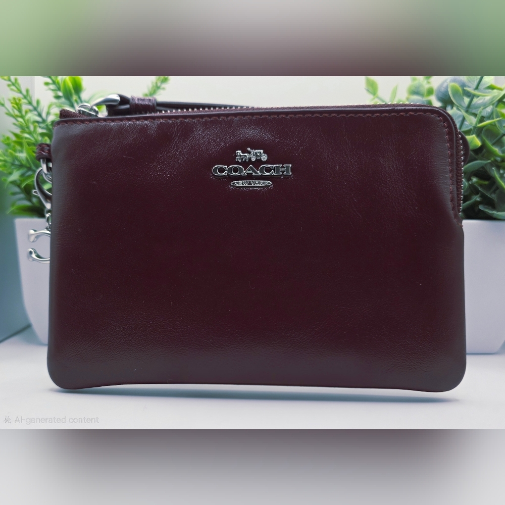 Coach Deep Red Leather Wristlet